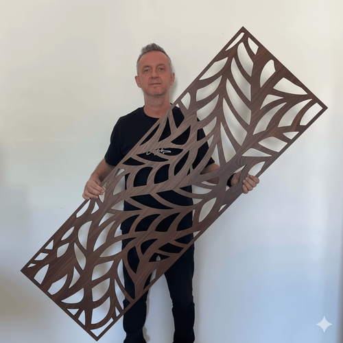 Fali dekorpanel, ágak minta, 50x150 cm, 3 mm HDF - FP4 dió fa színű falburkolat