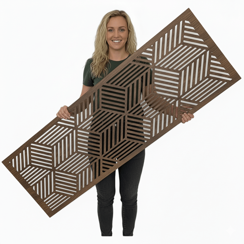 Fali dekorpanel, doboz minta, 50x150 cm, 3 mm HDF - FP11 dió fa falburkolat