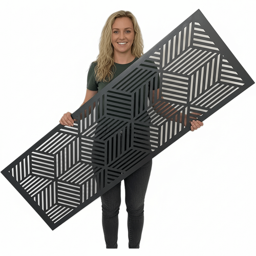 Fali dekorpanel, doboz minta, 50x150 cm, 3 mm HDF - FP11 fa fekete falburkolat