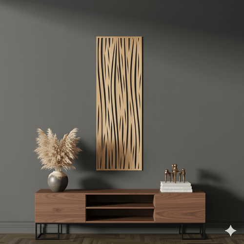 Fali dekorpanel, hullám minta, 50x150 cm, 3 mm HDF - FP2 sonoma tölgy színű falburkolat