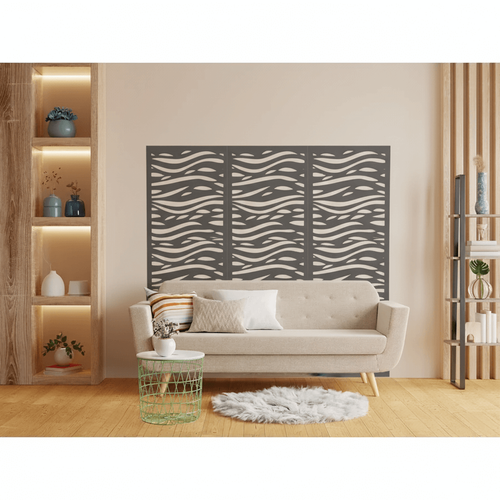 Fali dekorpanel, hullámos minta, 50x150 cm, 3 mm HDF - FP5 fa antracit falburkolat