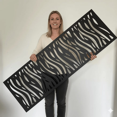 Fali dekorpanel, hullámos minta, 50x150 cm, 3 mm HDF - FP5 fa fekete falburkolat