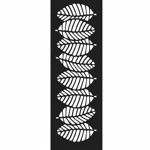 Fali dekorpanel, levél minta, 50x150 cm, 3 mm HDF - FP3 fekete falburkolat