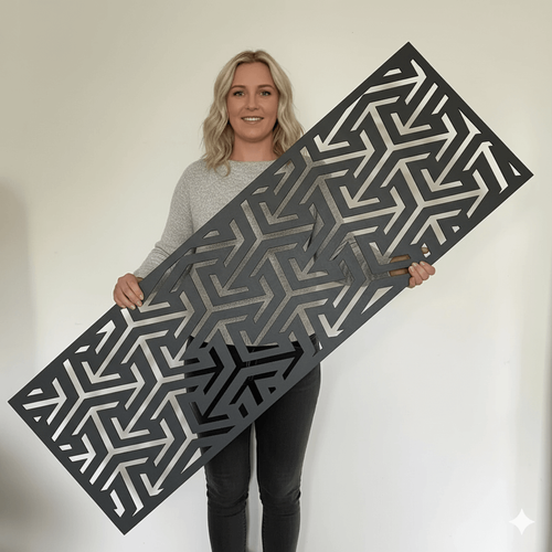Fali dekorpanel, nyíl mintázat, 50x150 cm, 3 mm HDF - antracit falburkolat FP-7