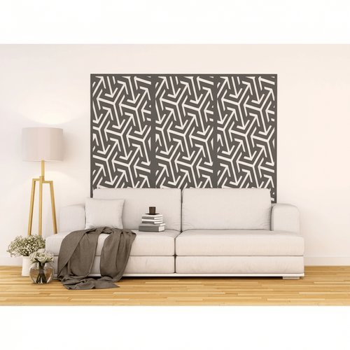 Fali dekorpanel, nyíl mintázat, 50x150 cm, 3 mm HDF - antracit falburkolat FP-7