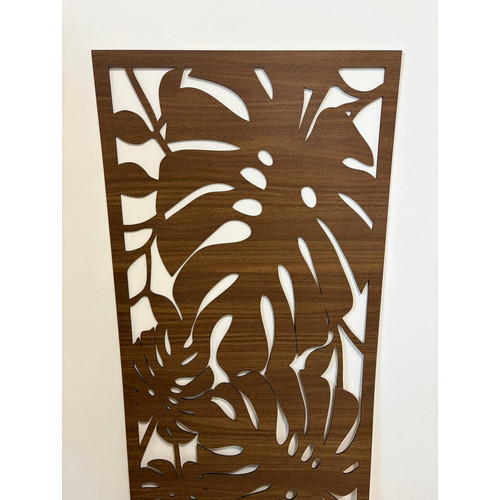 Fali dekorpanel, pálmalevél minta, 50x150 cm, 3 mm HDF - FP9 fa dió fa színű falburkolat