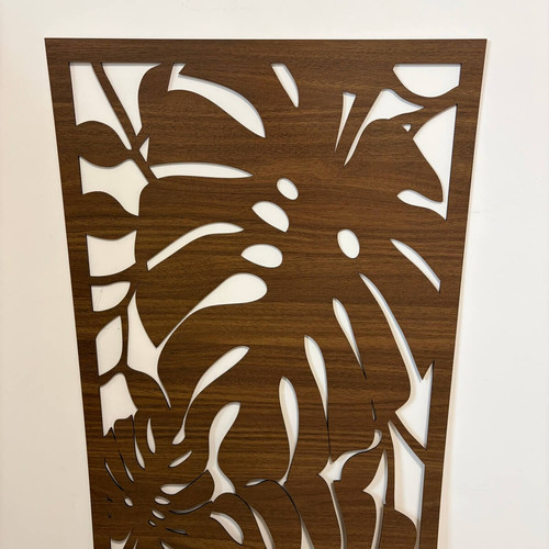 Fali dekorpanel, pálmalevél minta, 50x150 cm, 3 mm HDF - FP9 fa dió fa színű falburkolat