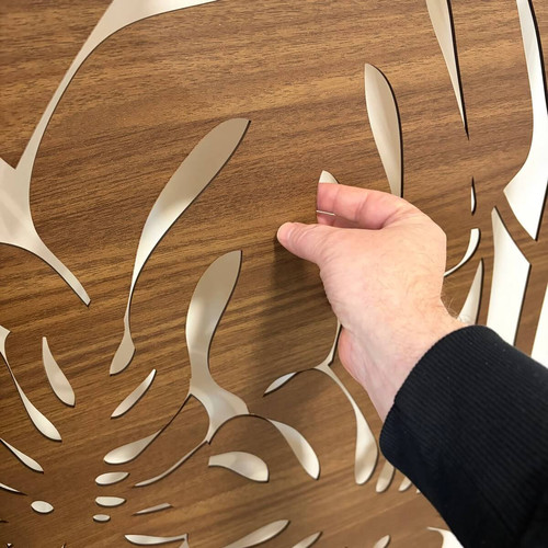 Fali dekorpanel, pálmalevél minta, 50x150 cm, 3 mm HDF - FP9 fa dió fa színű falburkolat