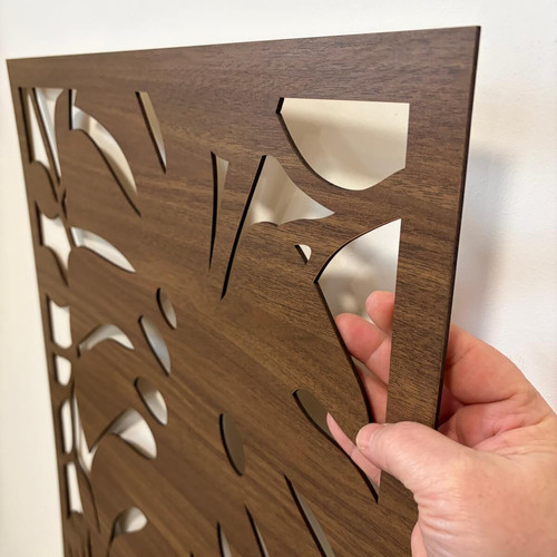 Fali dekorpanel, pálmalevél minta, 50x150 cm, 3 mm HDF - FP9 fa dió fa színű falburkolat