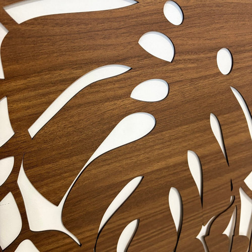 Fali dekorpanel, pálmalevél minta, 50x150 cm, 3 mm HDF - FP9 fa dió fa színű falburkolat