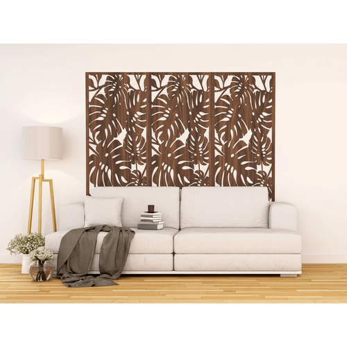 Fali dekorpanel, pálmalevél minta, 50x150 cm, 3 mm HDF - FP9 fa dió fa színű falburkolat