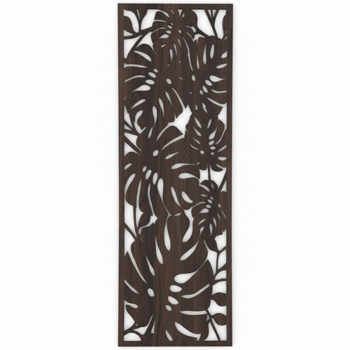 Fali dekorpanel, pálmalevél minta, 50x150 cm, 3 mm HDF - FP9 fa dió fa színű falburkolat