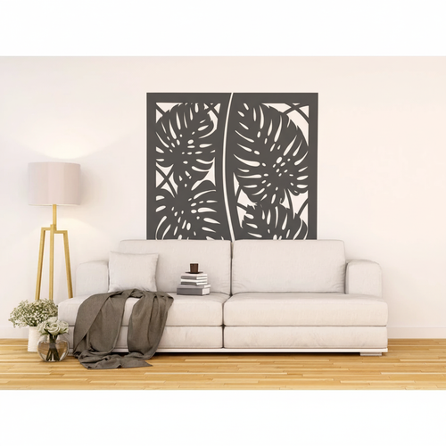 Fali dekorpanel, pálmalevél mintázat, 50x150 cm, 3 mm HDF - FP6 antracit színű falburkolat Fali dekorpanel, pálmalevél mintázat, 50x150 cm, 3 mm HDF - FP6 antracit színű falburkolat