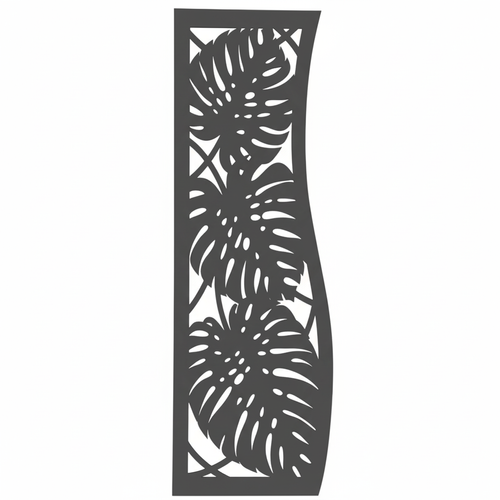 Fali dekorpanel, pálmalevél mintázat, 50x150 cm, 3 mm HDF - FP6 antracit színű falburkolat Fali dekorpanel, pálmalevél mintázat, 50x150 cm, 3 mm HDF - FP6 antracit színű falburkolat