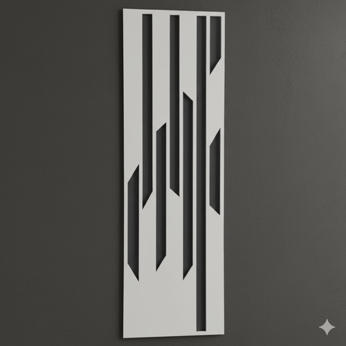 Fali dekorpanel, trapéz mintázat, 50x150 cm, 3 mm HDF - FP10 fa fehér színű falburkolat