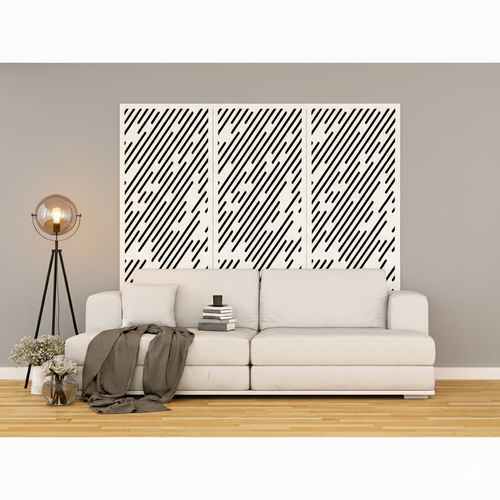 Fali dekorpanel, Vektor minta, 50x150 cm, 3 mm HDF - FP15 fehér színű fa falburkolat