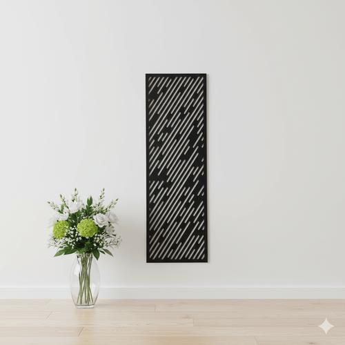 Fali dekorpanel, Vektor minta, 50x150 cm, 3 mm HDF - FP15 fekete színű fa falburkolat Fali dekorpanel, Vektor minta, 50x150 cm, 3 mm HDF - FP15 fekete színű fa falburkolat