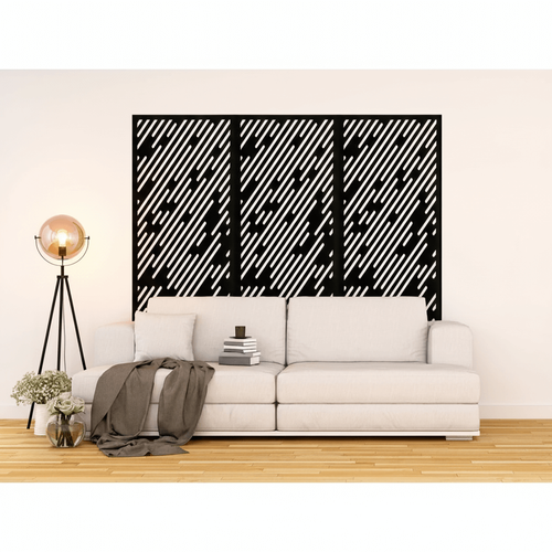 Fali dekorpanel, Vektor minta, 50x150 cm, 3 mm HDF - FP15 fekete színű fa falburkolat