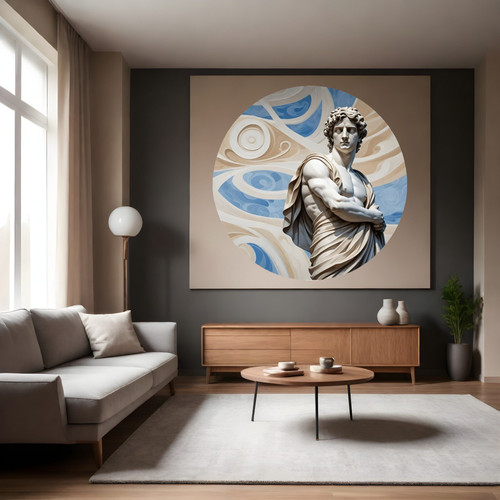 Öntapadós kör alakú poszter tapéta, antik görög férfi szobor 120x120 cm Öntapadós kör alakú poszter tapéta, antik görög férfi szobor 120x120 cm