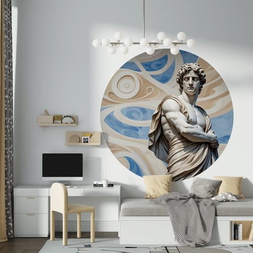 Öntapadós kör alakú poszter tapéta, antik görög férfi szobor 120x120 cm Öntapadós kör alakú poszter tapéta, antik görög férfi szobor 120x120 cm
