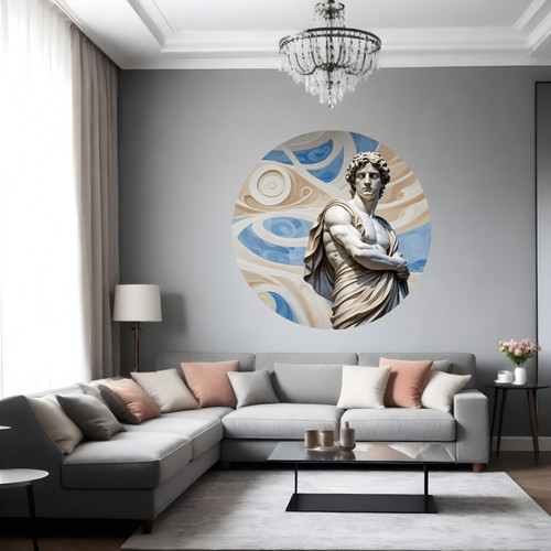 Öntapadós kör alakú poszter tapéta, antik görög férfi szobor 120x120 cm Öntapadós kör alakú poszter tapéta, antik görög férfi szobor 120x120 cm