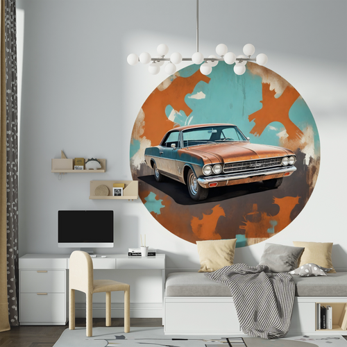 Öntapadós kör alakú poszter tapéta, amerikai autó, old car 120x120 cm Öntapadós kör alakú poszter tapéta, amerikai autó, old car 120x120 cm