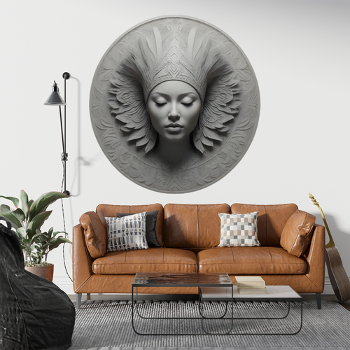Öntapadós kör alakú poszter tapéta, női arc, modern faldekoráció 120x120 cm Öntapadós kör alakú poszter tapéta, női arc, modern faldekoráció 120x120 cm