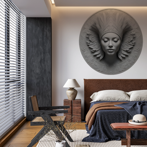 Öntapadós kör alakú poszter tapéta, női arc, modern faldekoráció 120x120 cm Öntapadós kör alakú poszter tapéta, női arc, modern faldekoráció 120x120 cm