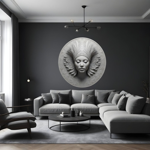 Öntapadós kör alakú poszter tapéta, női arc, modern faldekoráció 120x120 cm Öntapadós kör alakú poszter tapéta, női arc, modern faldekoráció 120x120 cm