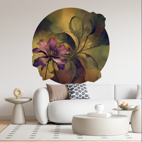 Öntapadós kör alakú poszter tapéta, virágok 120x120 cm