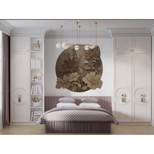 Öntapadós kör alakú poszter tapéta, levelek, barna, beige 3d-s hatás 120x120 cm Öntapadós kör alakú poszter tapéta, levelek, barna, beige 3d-s hatás 120x120 cm