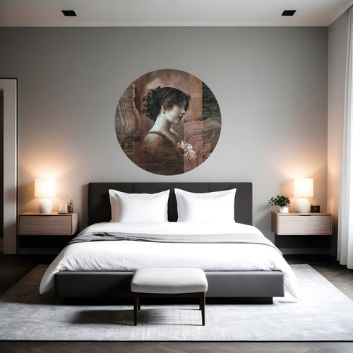 Öntapadós kör alakú poszter tapéta, női arc, kollázs 120x120 cm Öntapadós kör alakú poszter tapéta, női arc, kollázs 120x120 cm