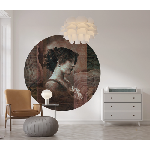 Öntapadós kör alakú poszter tapéta, női arc, kollázs 120x120 cm Öntapadós kör alakú poszter tapéta, női arc, kollázs 120x120 cm