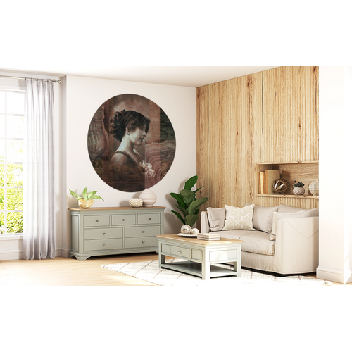 Öntapadós kör alakú poszter tapéta, női arc, kollázs 120x120 cm Öntapadós kör alakú poszter tapéta, női arc, kollázs 120x120 cm