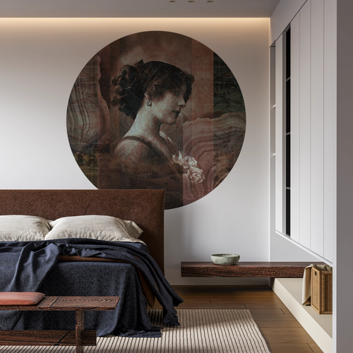 Öntapadós kör alakú poszter tapéta, női arc, kollázs 120x120 cm Öntapadós kör alakú poszter tapéta, női arc, kollázs 120x120 cm