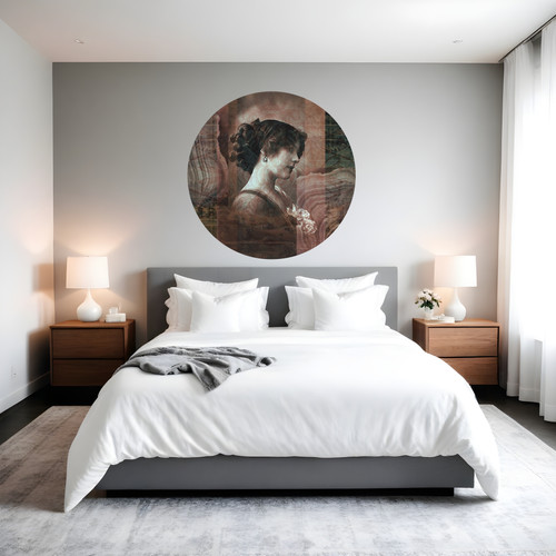 Öntapadós kör alakú poszter tapéta, női arc, kollázs 120x120 cm Öntapadós kör alakú poszter tapéta, női arc, kollázs 120x120 cm