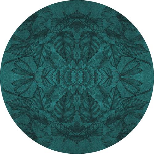 Öntapadós kör alakú poszter tapéta, zöld levelek, tükrözött minta 120x120 cm 
