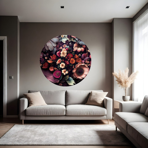 Öntapadós kör alakú poszter tapéta, színes virágok, faldekor 120x120 cm Öntapadós kör alakú poszter tapéta, színes virágok, faldekor 120x120 cm