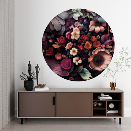 Öntapadós kör alakú poszter tapéta, színes virágok, faldekor 120x120 cm Öntapadós kör alakú poszter tapéta, színes virágok, faldekor 120x120 cm