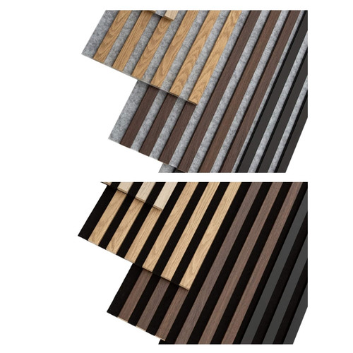 Marbet fehér lamella falburkolat szürke filc alappal 30x270 cm Woodline