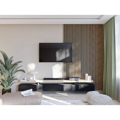 Marbet Wotan tölgy lamella falburkolat fekete filc alappal 30x270 cm Woodline Marbet Wotan tölgy lamella falburkolat fekete filc alappal 30x270 cm Woodline