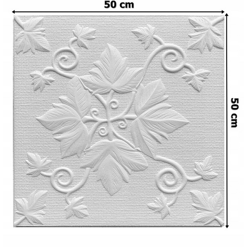 Álmennyzet - Marbet GRONO levelek növény EPS polisztirol fehér festhető mennyezeti burkolólap (50x50cm) nútos Álmennyzet - Marbet GRONO levelek növény EPS polisztirol fehér festhető mennyezeti burkolólap (50x50cm) nútos