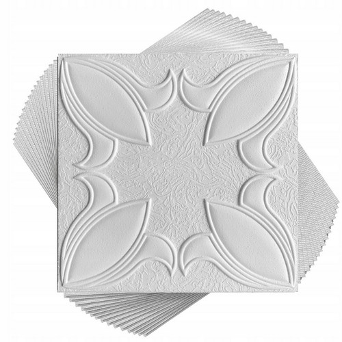 Álmennyezet - Marbet IRYS mintás fehér festhető polisztirol dekor mennyezeti burkolólap (50x50cm) nútos Álmennyezet - Marbet IRYS mintás fehér festhető polisztirol dekor mennyezeti burkolólap (50x50cm) nútos