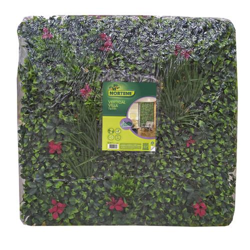 Nortene műnövény falburkolat piros virágokkal -Villa 100x100 cm, modul zöldfal Nortene műnövény falburkolat piros virágokkal -Villa 100x100 cm, modul zöldfal