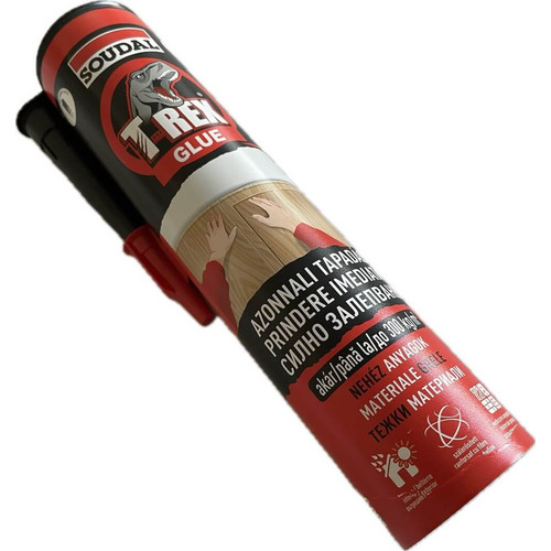 Soudal T-REX ragasztó, műbőr, textil kárpitozott falpanelekhez, fa, MDF lamellákhoz, porózus anyagokhoz