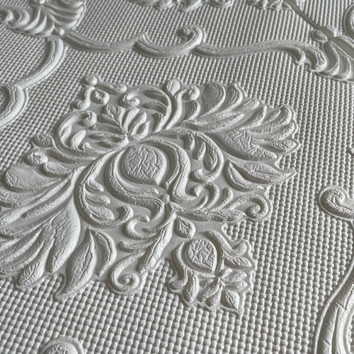 SL021 - Fehér, ornamentika, stukkó klasszikus mintás öntapadós, szivacsos falpanel