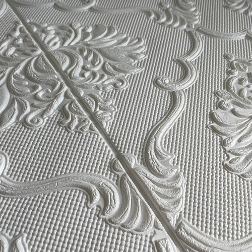 SL021 - Fehér, ornamentika, stukkó klasszikus mintás öntapadós, szivacsos falpanel