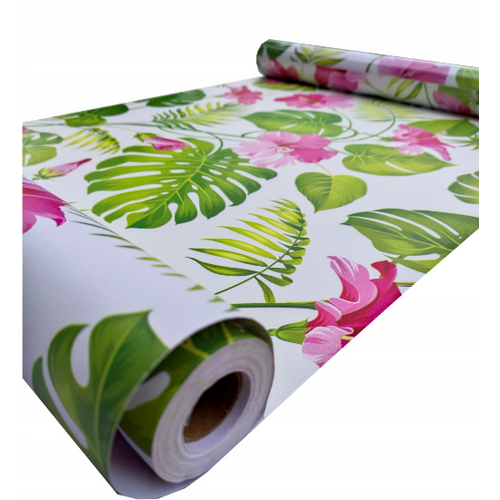 T38 hibiszkusz 45 cm x 10 m öntapadós tapéta, virágok és levelek