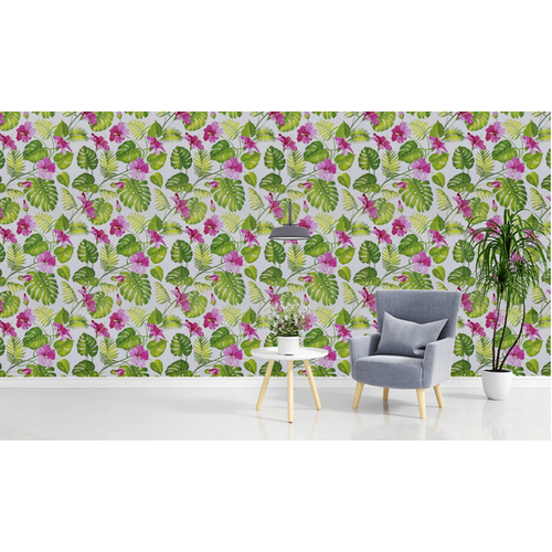 T38 hibiszkusz 45 cm x 10 m öntapadós tapéta, virágok és levelek