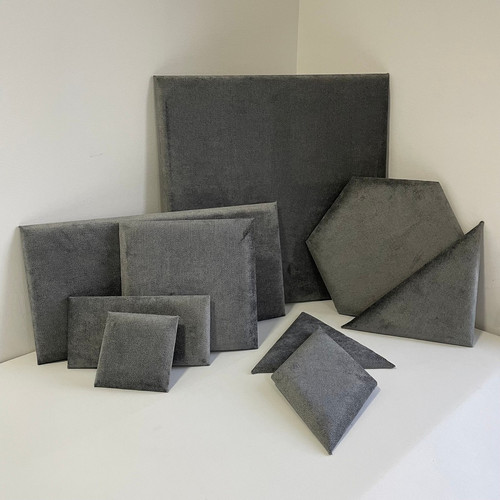 Szürke színű modern textil falvédő-18 (200x75 cm) fehér panelekkel
